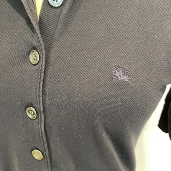Burberry ruffle collar polo - Black knit five button - Size M - Picture 10 of 13